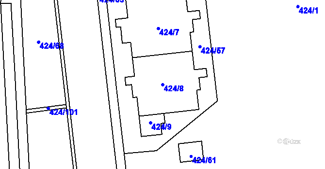 Parcela st. 424/8 v KÚ Petrovice, Katastrální mapa