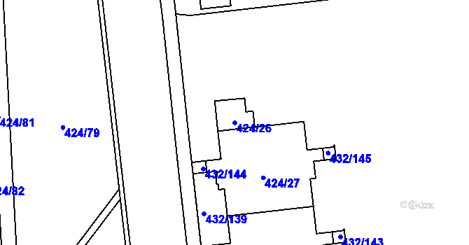Parcela st. 424/26 v KÚ Petrovice, Katastrální mapa