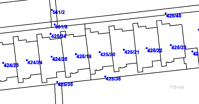Parcela st. 425/20 v KÚ Petrovice, Katastrální mapa