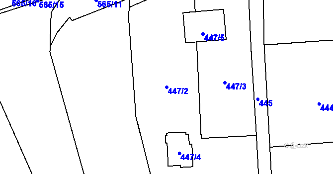 Parcela st. 447/2 v KÚ Petrovice, Katastrální mapa