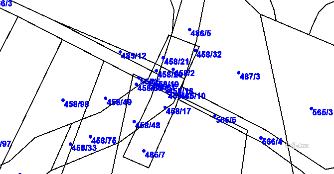 Parcela st. 458/18 v KÚ Petrovice, Katastrální mapa