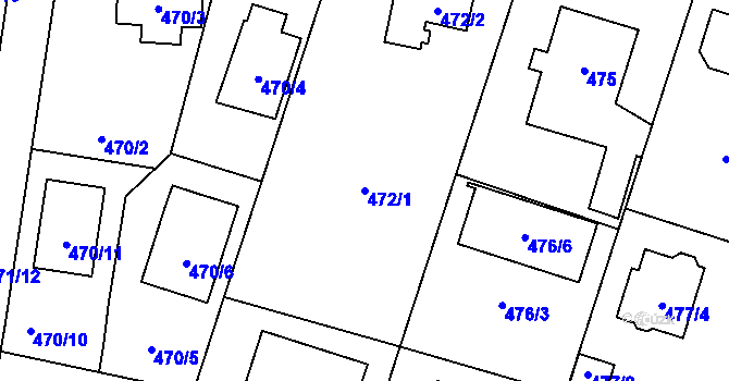 Parcela st. 472/1 v KÚ Petrovice, Katastrální mapa