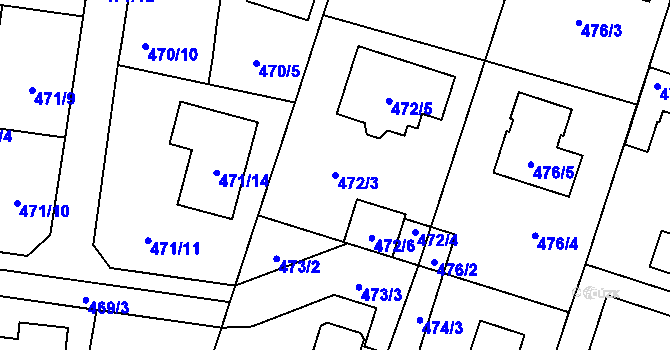 Parcela st. 472/3 v KÚ Petrovice, Katastrální mapa