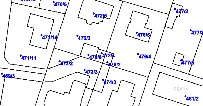 Parcela st. 472/4 v KÚ Petrovice, Katastrální mapa