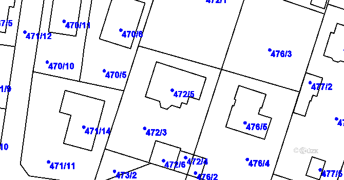 Parcela st. 472/5 v KÚ Petrovice, Katastrální mapa
