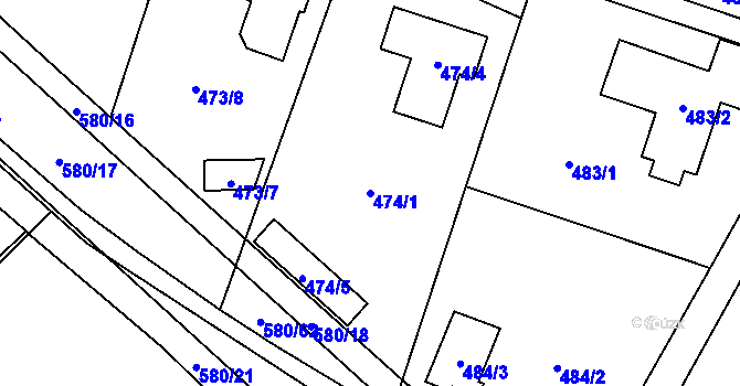 Parcela st. 474/1 v KÚ Petrovice, Katastrální mapa