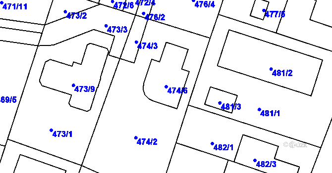 Parcela st. 474/6 v KÚ Petrovice, Katastrální mapa