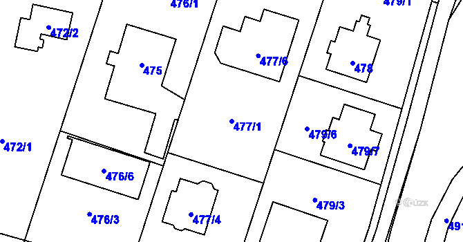 Parcela st. 477/1 v KÚ Petrovice, Katastrální mapa