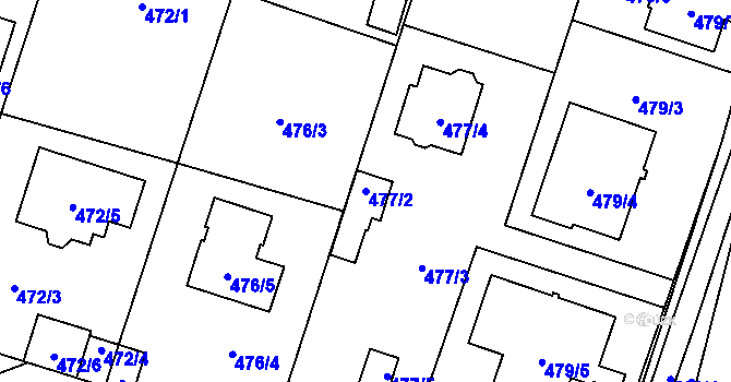 Parcela st. 477/2 v KÚ Petrovice, Katastrální mapa