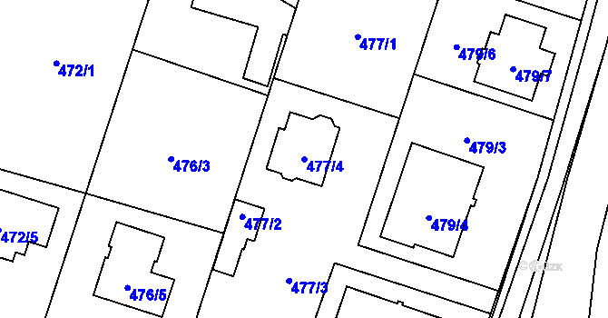 Parcela st. 477/4 v KÚ Petrovice, Katastrální mapa