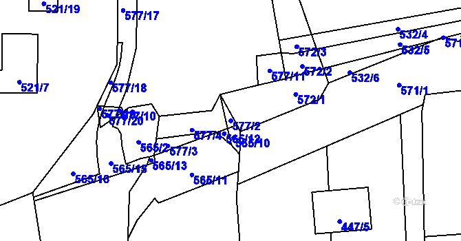 Parcela st. 577/2 v KÚ Petrovice, Katastrální mapa