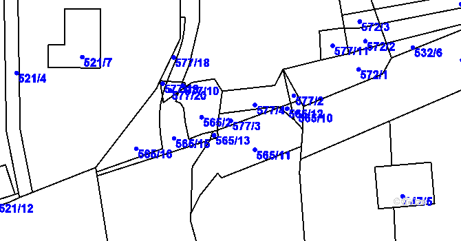 Parcela st. 577/3 v KÚ Petrovice, Katastrální mapa