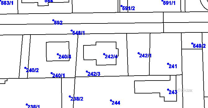 Parcela st. 242/4 v KÚ Petrovice, Katastrální mapa