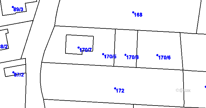 Parcela st. 170/5 v KÚ Petrovice, Katastrální mapa