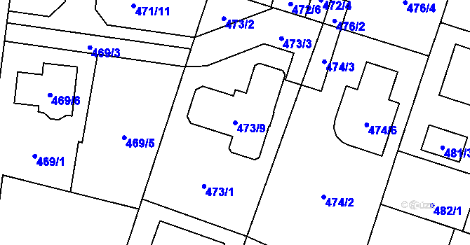 Parcela st. 473/9 v KÚ Petrovice, Katastrální mapa