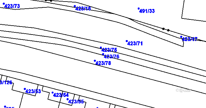 Parcela st. 423/76 v KÚ Petrovice, Katastrální mapa
