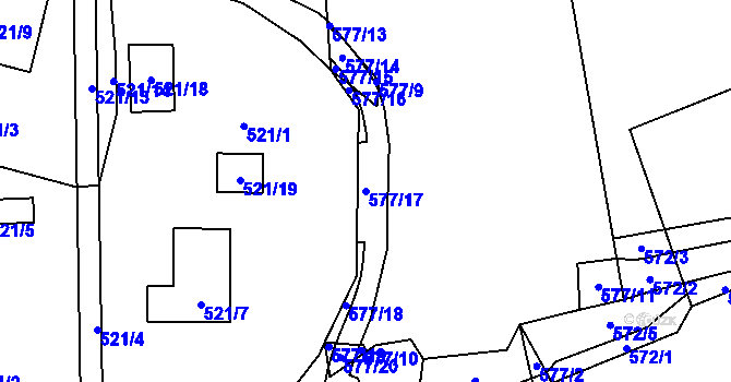 Parcela st. 577/17 v KÚ Petrovice, Katastrální mapa