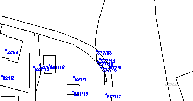 Parcela st. 577/13 v KÚ Petrovice, Katastrální mapa