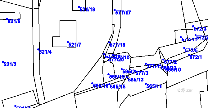 Parcela st. 577/19 v KÚ Petrovice, Katastrální mapa