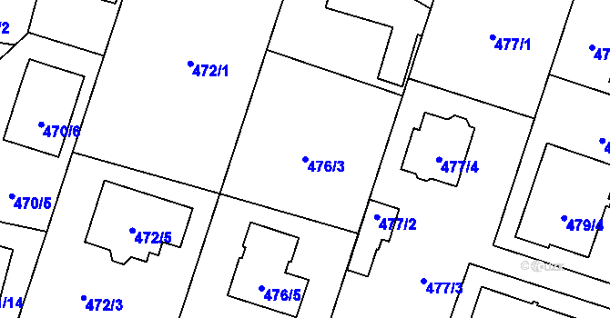 Parcela st. 476/3 v KÚ Petrovice, Katastrální mapa