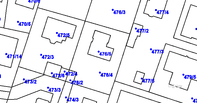 Parcela st. 476/5 v KÚ Petrovice, Katastrální mapa