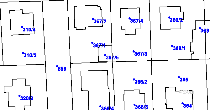 Parcela st. 367/5 v KÚ Petrovice, Katastrální mapa