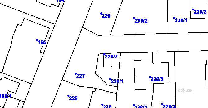Parcela st. 228/7 v KÚ Petrovice, Katastrální mapa