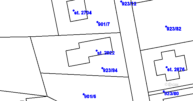 Parcela st. 2922 v KÚ Prachatice, Katastrální mapa