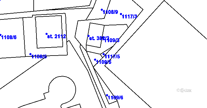 Parcela st. 1117/5 v KÚ Prachatice, Katastrální mapa
