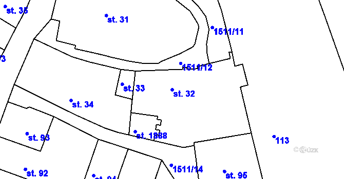 Parcela st. 32 v KÚ Prachatice, Katastrální mapa