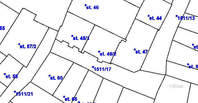 Parcela st. 48/2 v KÚ Prachatice, Katastrální mapa