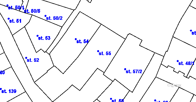 Parcela st. 55 v KÚ Prachatice, Katastrální mapa