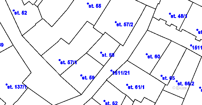 Parcela st. 58 v KÚ Prachatice, Katastrální mapa
