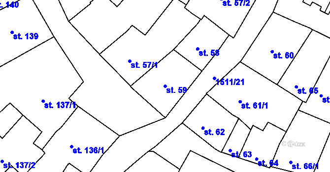 Parcela st. 59 v KÚ Prachatice, Katastrální mapa