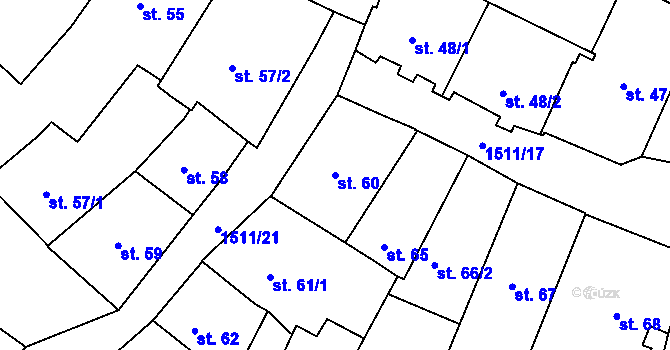 Parcela st. 60 v KÚ Prachatice, Katastrální mapa