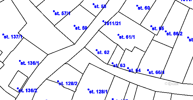 Parcela st. 62 v KÚ Prachatice, Katastrální mapa
