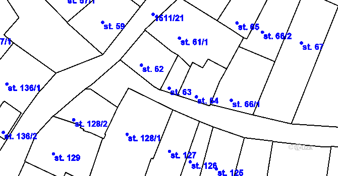 Parcela st. 63 v KÚ Prachatice, Katastrální mapa