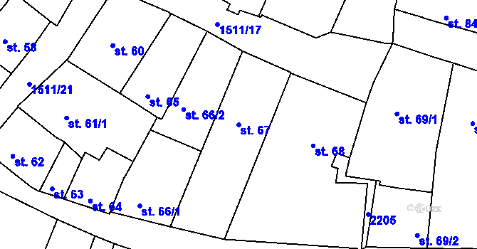 Parcela st. 67 v KÚ Prachatice, Katastrální mapa