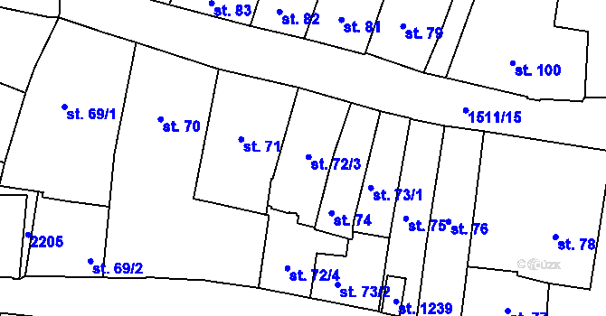 Parcela st. 72 v KÚ Prachatice, Katastrální mapa