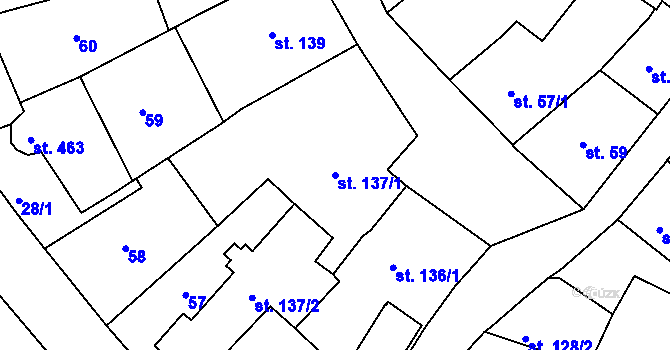 Parcela st. 137/1 v KÚ Prachatice, Katastrální mapa