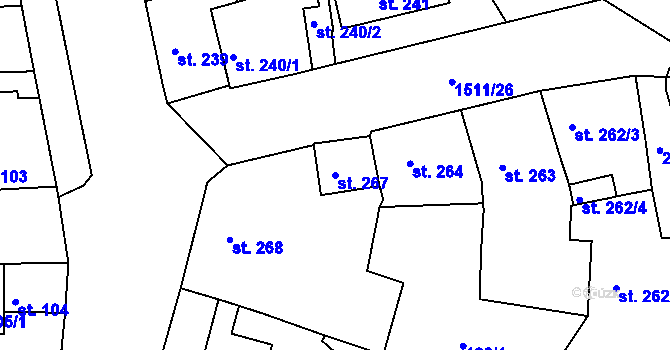 Parcela st. 267 v KÚ Prachatice, Katastrální mapa