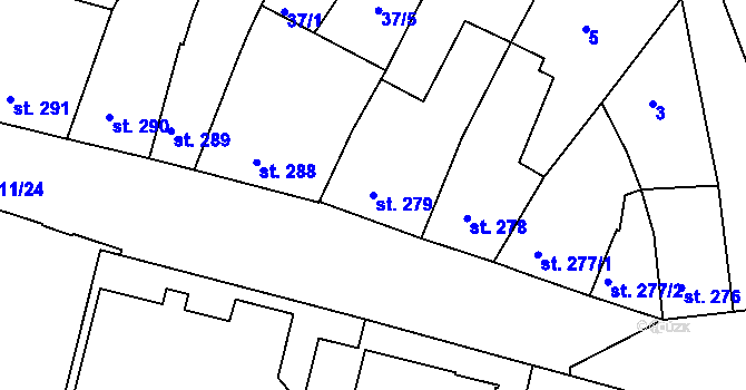 Parcela st. 279 v KÚ Prachatice, Katastrální mapa