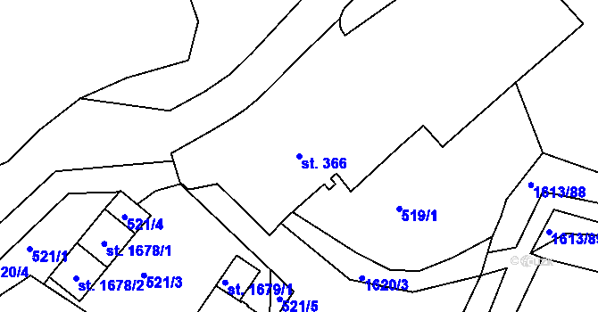Parcela st. 366 v KÚ Prachatice, Katastrální mapa