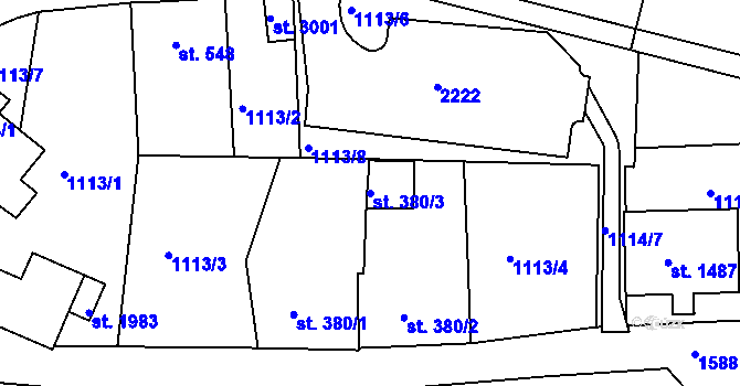 Parcela st. 380/3 v KÚ Prachatice, Katastrální mapa