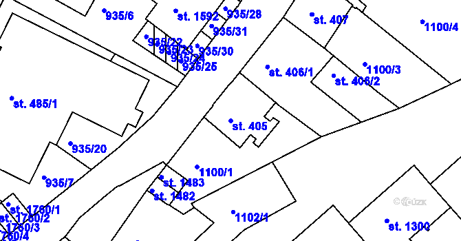 Parcela st. 405 v KÚ Prachatice, Katastrální mapa