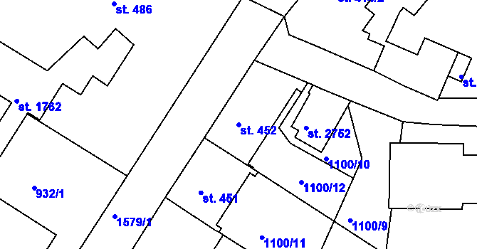 Parcela st. 452 v KÚ Prachatice, Katastrální mapa