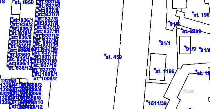 Parcela st. 459 v KÚ Prachatice, Katastrální mapa