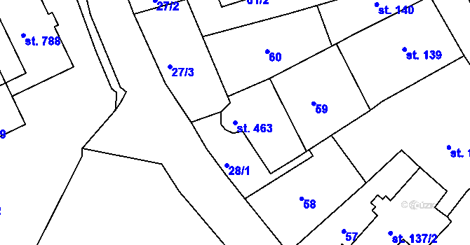 Parcela st. 463 v KÚ Prachatice, Katastrální mapa