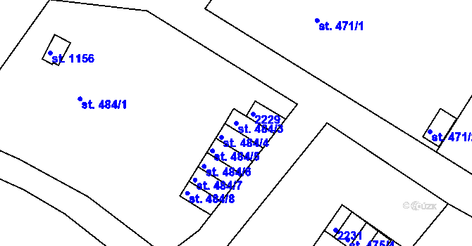 Parcela st. 484/3 v KÚ Prachatice, Katastrální mapa