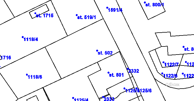 Parcela st. 502 v KÚ Prachatice, Katastrální mapa
